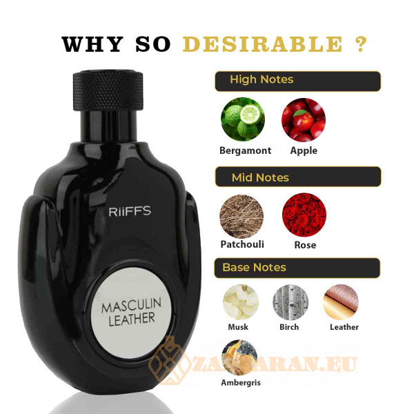 (plu00431) - Eau de Parfum Masculin Leather, Riiffs, Men - 100ml - Image 6