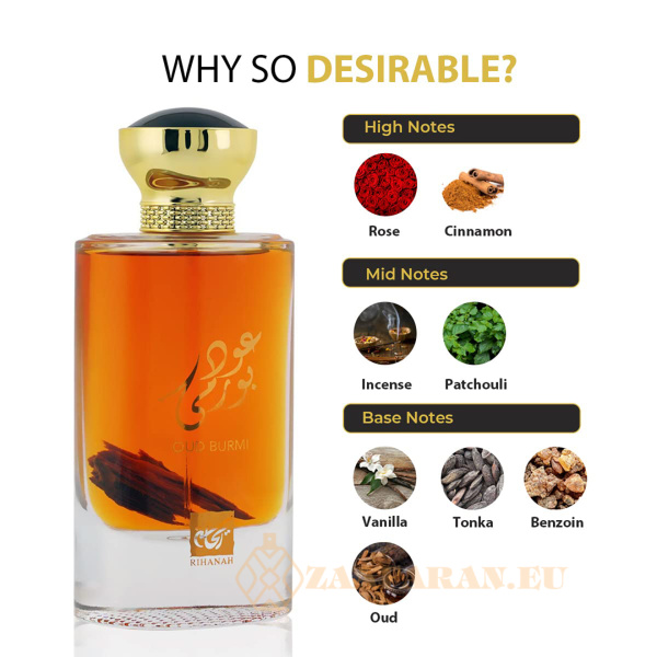 (plu00949) - Eau de Parfum Oud Burmi, Rihanah, Unisex - 100ml - Image 4