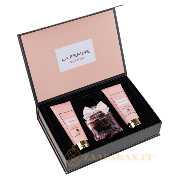 (plu00068) - Set Cadou La Femme Bloom Eau de Parfum 100ml + Gel De Dus 100ml + Lotiune de corp 100ml, Riiffs - Image 2