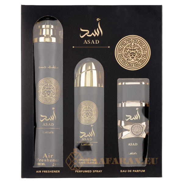 (plu01704) - Set Cadou Asad Apa de Parfum 100ml + Deo Spray 200ml + Odorizant camera 300ml, Lattafa - Image 2